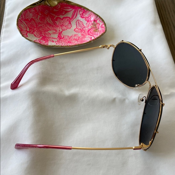 Lilly Pulitzer Purple and Gold Aviator Sunglasses - Picture 2 of 4